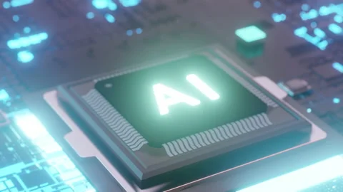 AI Microchips activated. Artificial Intelligence, cinematic 3D. Processor. Stock Footage 239537137