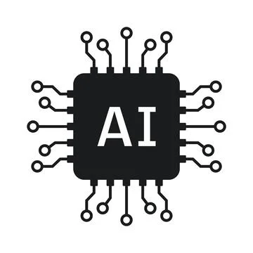 AI Microprocessor Chip Icon Isolated on White Background. Vector Illustration 스톡 일러스트