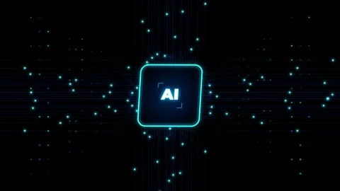 Ai microprocessor concept with glowing blue data signals flowing across cir.. Stock Footage 346280468