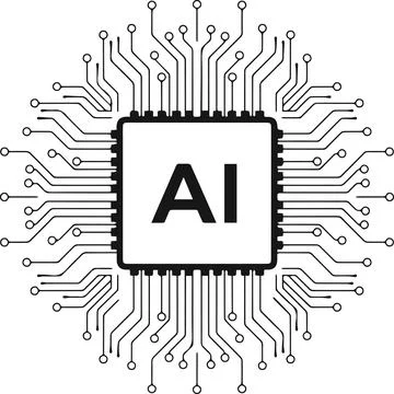 AI microprocessor, minimal simple vector illustration Stock Illustration