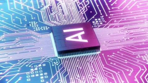 AI microprocessor on motherboard computer circuit Vídeo Stock 165481189