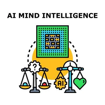 Ai mind intelligence balancing human emotion and decision Stock Illustration
