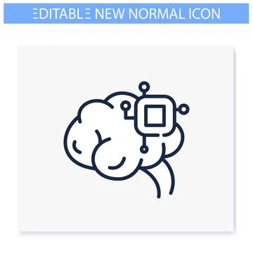 Ai mind line icon. Editable illustration Illustrazione stock