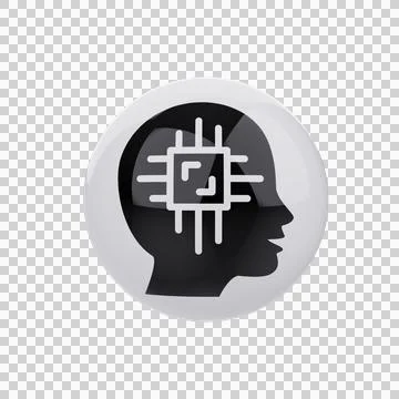 AI Mind Tech Icon on Transparent Background – Artificial Intelligence Logo Stock Illustration