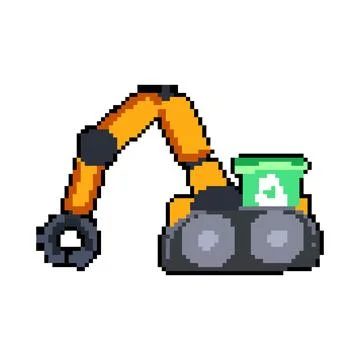 Ai mini robot sorting trash pixel art vector illustration Stock Illustration