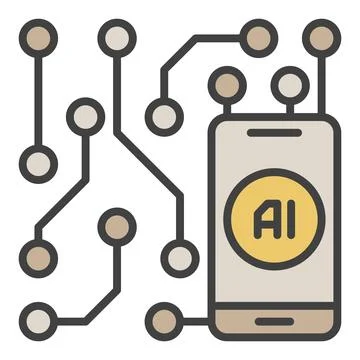 AI Mobile Technology in Smartphone vector colored icon or logo element Stock Illustration