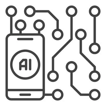 AI Mobile Technology in Smartphones vector linear icon or logo element イラスト素材