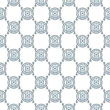 AI Mobile Technology vector Artificial Intelligence Smartphone linear seaml.. Stock Illustration