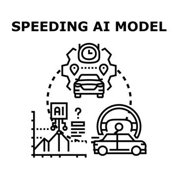 Ai model analyzing vehicle speed and navigation data イラスト素材