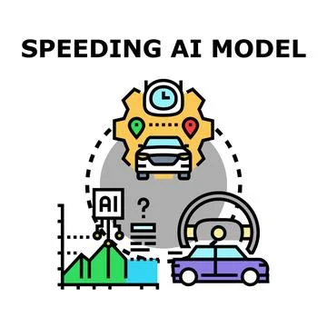 Ai model analyzing vehicle speed and navigation data Stock Illustration