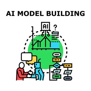 Ai model building concept analyzing data and algorithms 스톡 일러스트