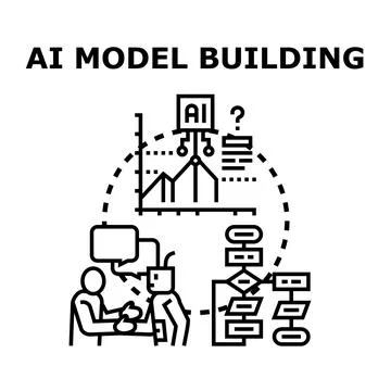 Ai model building concept analyzing data and algorithms Stock Illustration