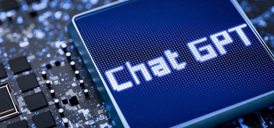 AI model concept Chat gpt. New model of chat with artificial intelligence. Blue Stock Illustration