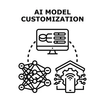 Ai model customization developing machine learning solutions Stock Illustration
