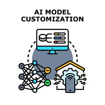 Ai model customization developing machine learning solutions Stock Illustration