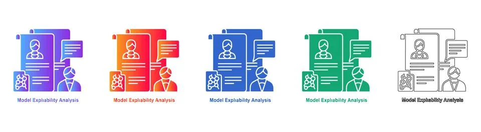 AI Model Explainability and Data Interpretation Icons Stock Illustration