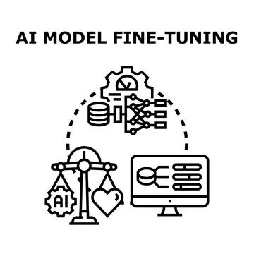Ai model fine tuning process development adjusting parameters 스톡 일러스트
