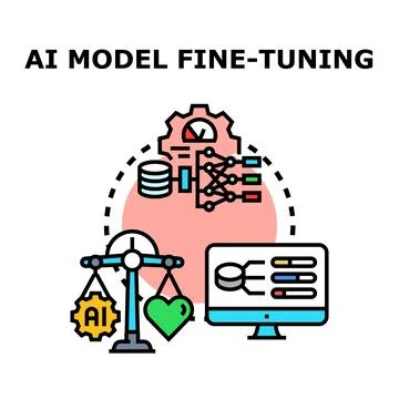Ai model fine tuning process development adjusting parameters イラスト素材