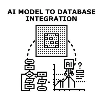 Ai model integrating database for data analysis and processing Stock Illustration
