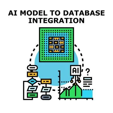 Ai model integrating database for data analysis and processing Illustrazione stock