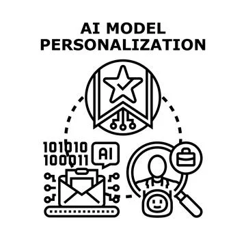 Ai model personalization process adapting user preferences Stock Illustration