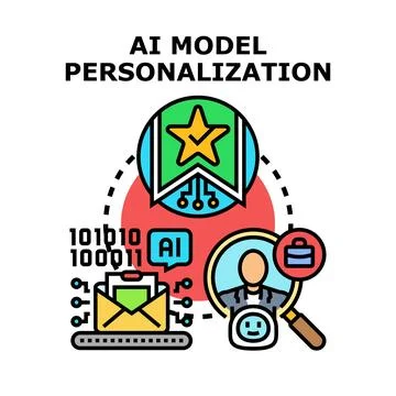 Ai model personalization process adapting user preferences Ilustração Stock