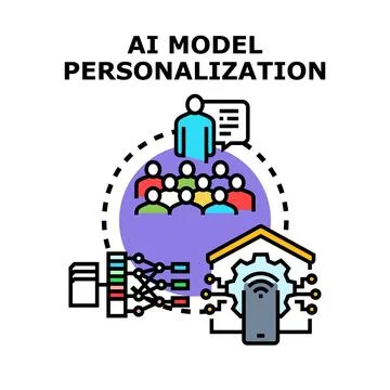 Ai model personalizing user experience with smart devices Stock Illustration