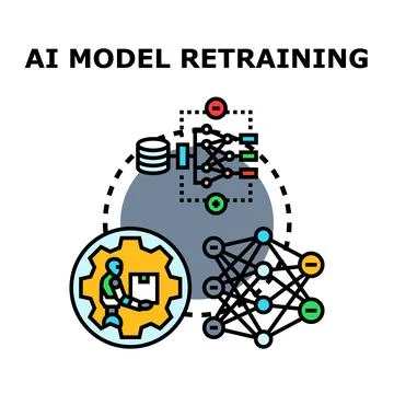 Ai model retraining engineering process future technology development Illustrazione stock