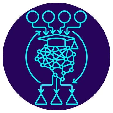 AI Model Training Icon. Minimalistic neon outline Illustrazione stock