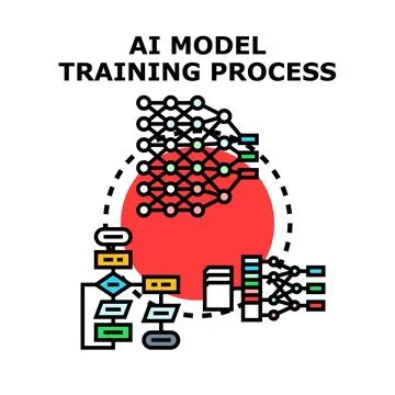 Ai model training process for artificial intelligence data analysis Stock Illustration