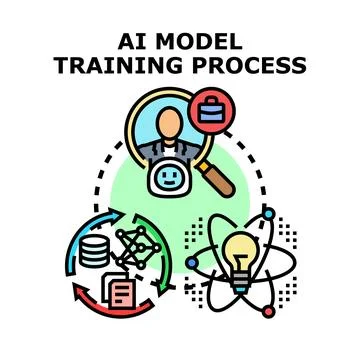 Ai model training process developing learning algorithms 스톡 일러스트