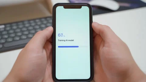 Ai model training progress bar stuck at 70 percent on smartphone screen Видео 343238094
