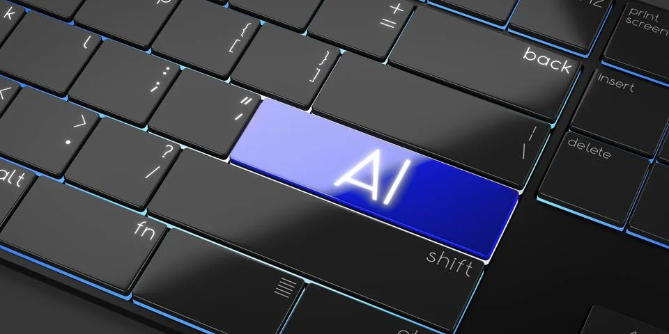 AI - modern computer keyboard - 3D illustration Stock Illustration