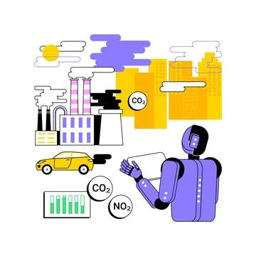 AI-Monitored Pollution Control abstract concept vector illustration. Illustrazione stock
