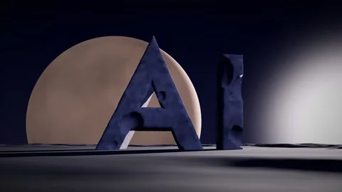 Ai Monolithic Letters on a Barren Alien Plateau with a Planet Rising on the 動画素材 341853492