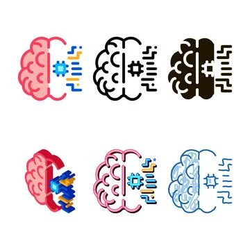 Ai multipack brain chip icon vector outline 库存插图