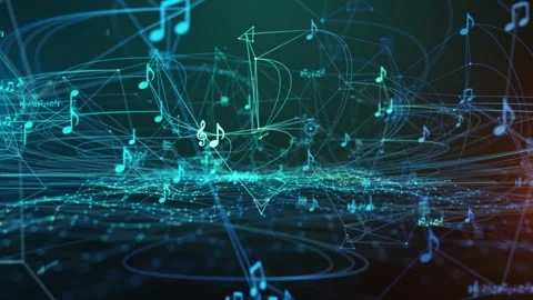 AI Music Musical Pattern Mapping Machine Analysis Sonic Algorithm  Stock Footage 312359569