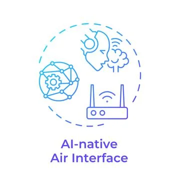 AI-native air interface blue gradient concept icon Stock Illustration