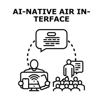 Ai native air interface communication technology concept Stock Illustration