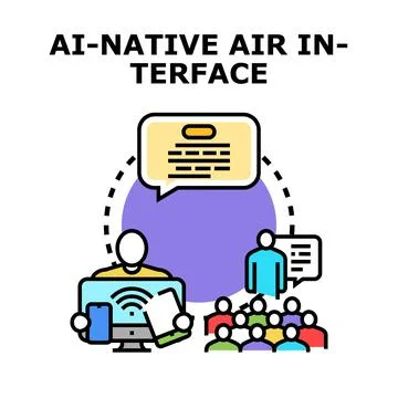 Ai native air interface communication technology concept Illustrazione stock