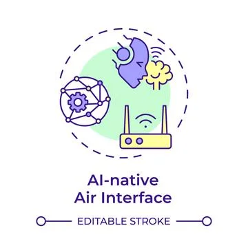 AI-native air interface multi color concept icon Stock Illustration