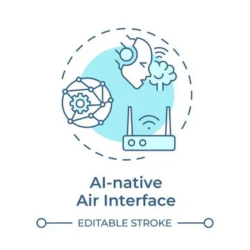AI-native air interface soft blue concept icon Stock Illustration