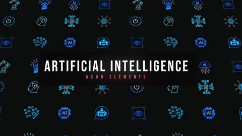 Ai Neon Icons After Effects stock