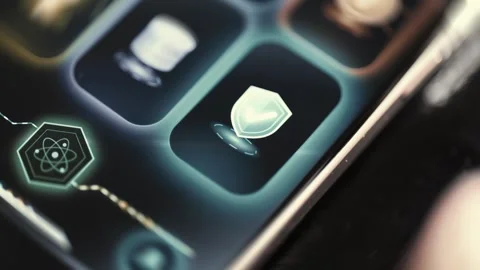 AI Network and Data Cube Linked Across Mobile Apps 스톡 동영상 341866512