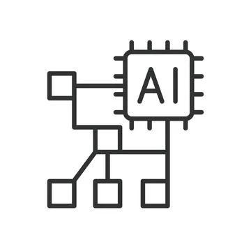 AI network chip icon in line design. ai, network, chip, artificial, intelligence Illustrazione stock