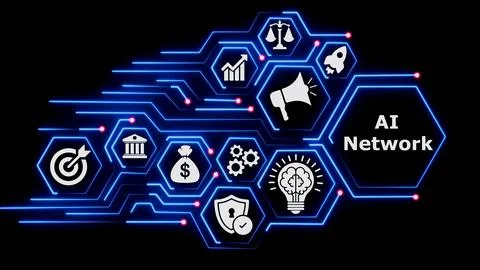 AI network concept with abstract technology connections background. Stock Illustration