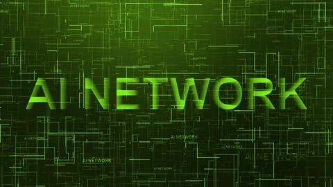 AI network text technology data line green Stock Illustration