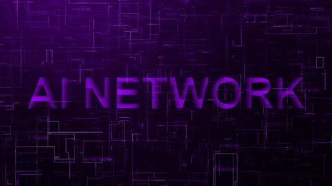 AI network text technology data line purple Stock Illustration