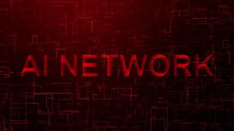 AI network text technology data line red 스톡 일러스트