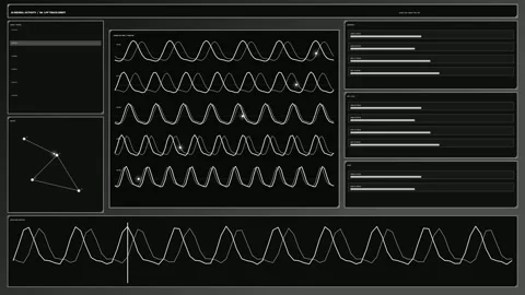 AI Neural Activity Data Visualization HUD Seamless Loop Stock Footage 342220991